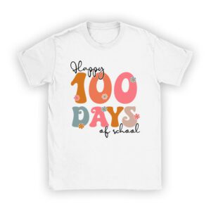 Happy 100 Days Of School Retro Groovy Teacher Student Kids Unisex T-Shirt TH1008