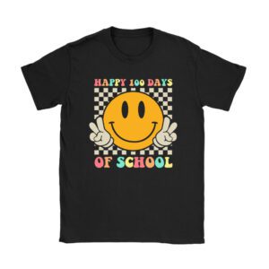 Happy 100 Days Of School Retro Groovy Teacher Student Kids Unisex T-Shirt TH1010