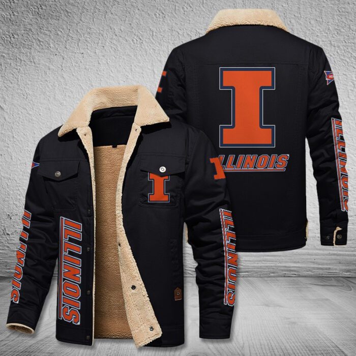 Illinois Fighting Illini Fleece Cargo Jacket Winter Jacket FCJ1943