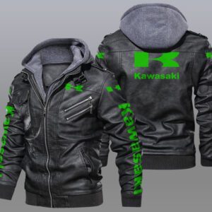 Kawasaki Black Brown Leather Jacket LIZ093