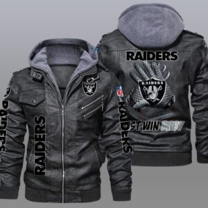 Las Vegas Raiders Black Brown Leather Jacket LIZ012