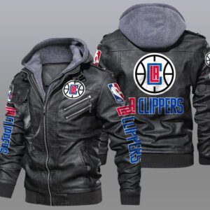 Los Angeles Clippers Black Brown Leather Jacket LIZ181