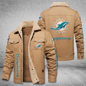 Miami Dolphins Fleece Cargo Jacket Winter Jacket FCJ1698