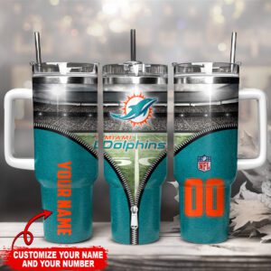 Miami Dolphins NFL 32 Teams 40oz Stanley Tumbler Custom Name And Number STT1685