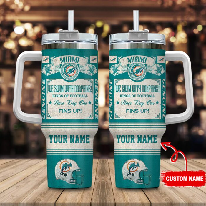 Miami Dolphins NFL Vintage King Of Football Custom Name 40oz Stanley Tumbler STT1948