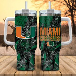Miami Hurricanes NCAA Hunting Personalized Stanley Tumbler 40oz STT1031