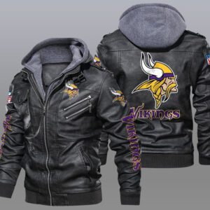 Minnesota Vikings Black Brown Leather Jacket LIZ132