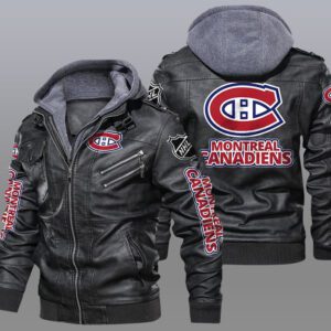 Montreal Canadiens Black Brown Leather Jacket LIZ190