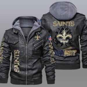 New Orleans Saints Black Brown Leather Jacket LIZ018