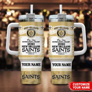 New Orleans Saints NFL Super Bowl Champs Pride Personalized Stanley Tumbler 40Oz