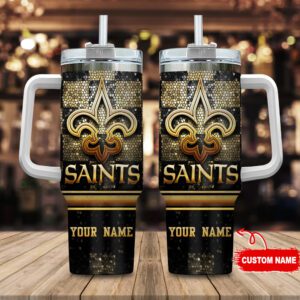 New Orleans Saints Personalized NFL Glitter 40oz Stanley Tumbler STT1752