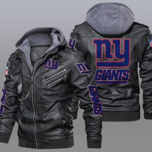 New York Giants Black Brown Leather Jacket LIZ207