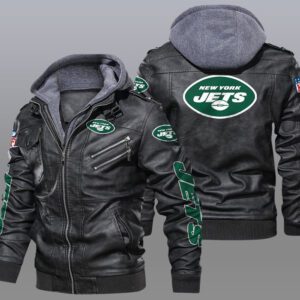 New York Jets Black Brown Leather Jacket LIZ138