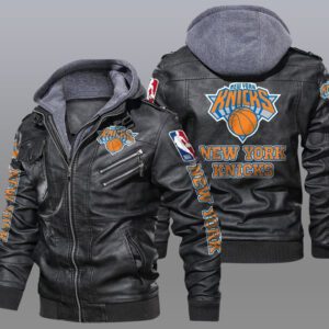 New York Knicks Black Brown Leather Jacket LIZ103