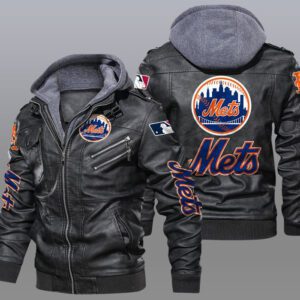New York Mets Black Brown Leather Jacket LIZ213