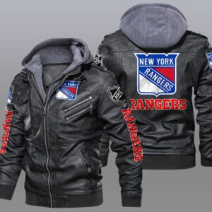 New York Rangers Black Brown Leather Jacket LIZ155