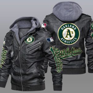 Oakland Athletics Black Brown Leather Jacket LIZ204