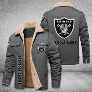 Oakland Raiders Fleece Cargo Jacket Winter Jacket FCJ1688