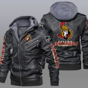 Ottawa Senators Black Brown Leather Jacket LIZ123