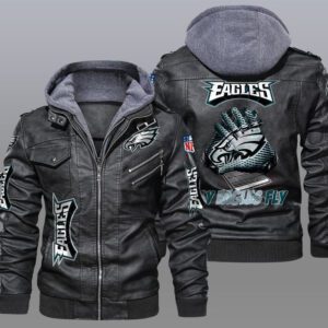 Philadelphia Eagles Black Brown Leather Jacket LIZ005