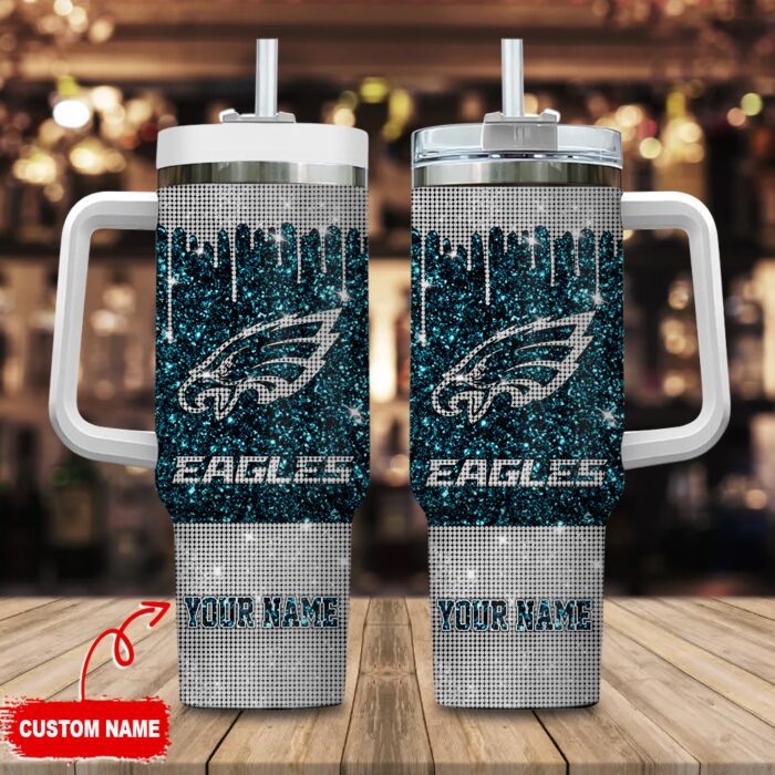 Philadelphia Eagles Personalized NFL Glitter and Diamonds Bling 40oz Stanley Tumbler STT1555