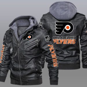 Philadelphia Flyers Black Brown Leather Jacket LIZ109
