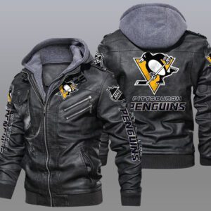 Pittsburgh Penguins Black Brown Leather Jacket LIZ150