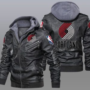 Portland Trail Blazers Black Brown Leather Jacket LIZ202