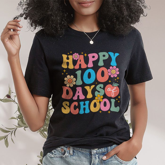 Retro 100 Days of School Teachers Kids Groovy 100th Day Unisex T-Shirt ...