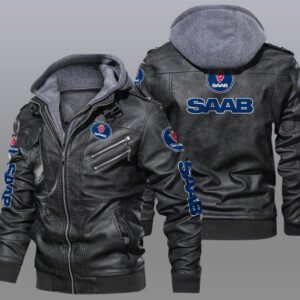 Saab Automobile Black Brown Leather Jacket LIZ060