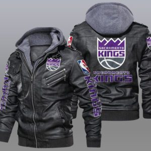 Sacramento Kings Black Brown Leather Jacket LIZ142