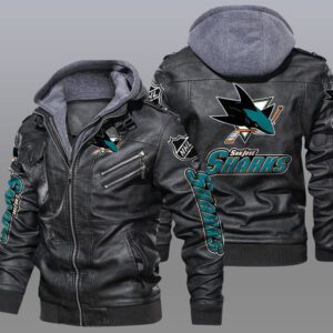 San Jose Sharks Black Brown Leather Jacket LIZ136