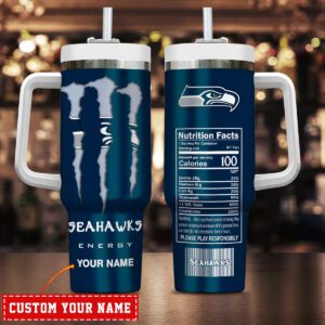 Seattle Seahawks NFL Energy Nutrition Facts Personalized Stanley Tumbler 40Oz STT1726
