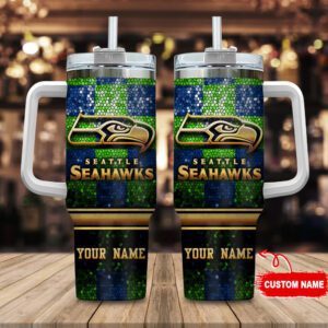 Seattle Seahawks Personalized NFL Glitter 40oz Stanley Tumbler STT1758