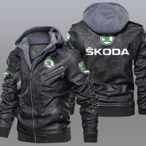 Skoda Black Brown Leather Jacket LIZ086