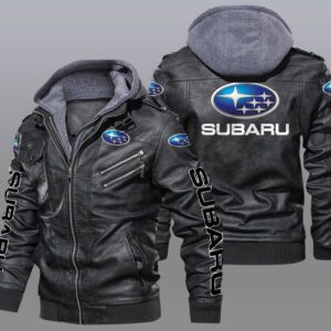 Subaru Black Brown Leather Jacket LIZ085