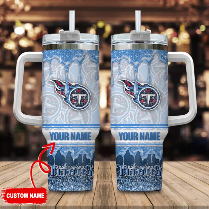 Tennessee Titans NFL 32 Teams Glitter Custom Name 40oz Stanley Tumbler STT1664