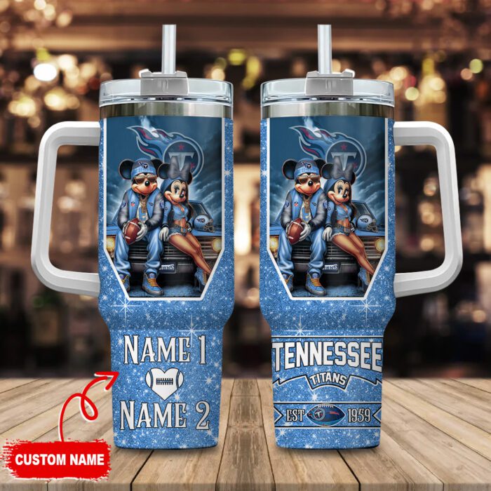 Tennessee Titans NFL Mickey And Minnie Couple 40oz Stanley Tumbler Custom Name STT1600