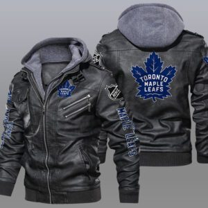 Toronto Maple Leafs Black Brown Leather Jacket LIZ146
