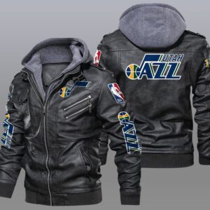 Utah Jazz Black Brown Leather Jacket LIZ192
