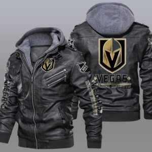 Vegas Golden Knights Black Brown Leather Jacket LIZ170