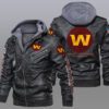 Washington Football Team Black Brown Leather Jacket LIZ196