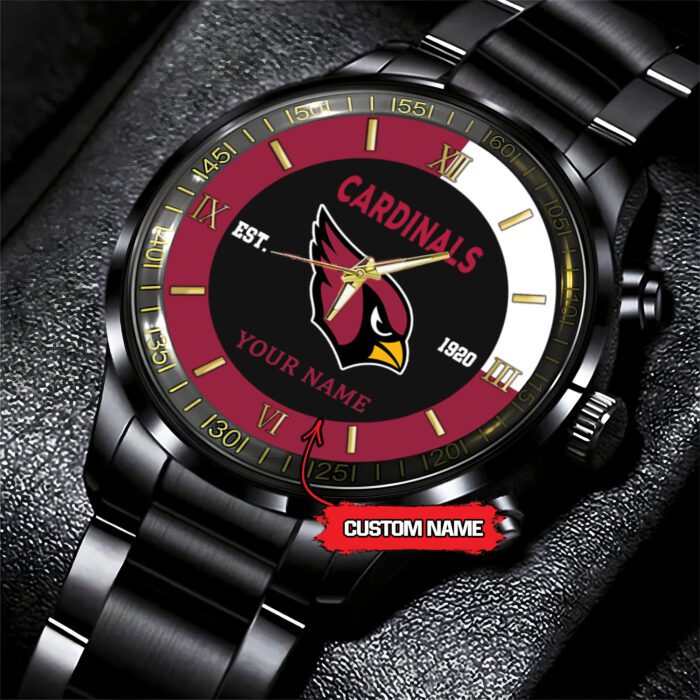Arizona Cardinals Personalized NFL Black Fashion Sport Watch BW1362