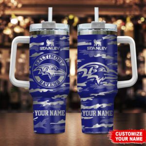 Baltimore Ravens NFL Personalized Camo Pattern Stanley Tumbler 40oz STT3163