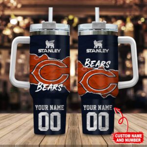 Chicago Bears NFL 40oz Stanley Tumbler Custom Name And Number 2024 Collection STT2925