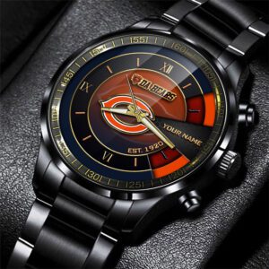 Chicago Bears NFL Black Fashion Sport Watch Customize Your Name Fan Gifts BW1768