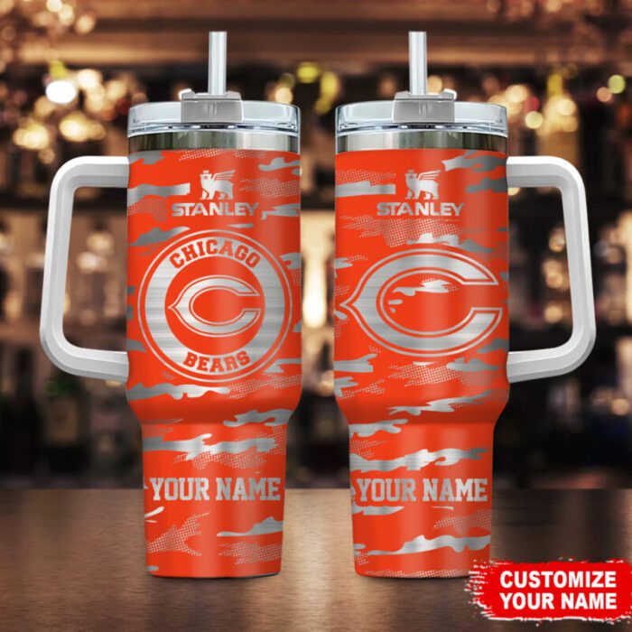 Chicago Bears NFL Personalized Camo Pattern Stanley Tumbler 40oz STT3168