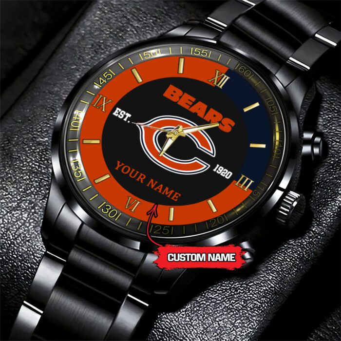 Chicago Bears Personalized NFL Black Fashion Sport Watch BW1367