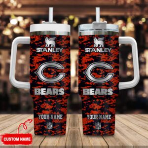 Chicago Bears Personalized NFL Camouflage Silver Logo 40oz Stanley Tumbler STT2671