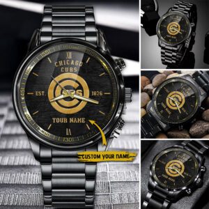 Chicago Cubs MLB Black Fashion Sport Watch Custom Your Name BW1799